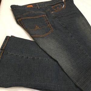 Size 21/22 Apollo Jeans flare bell women’s jeans embroidered  dark blue